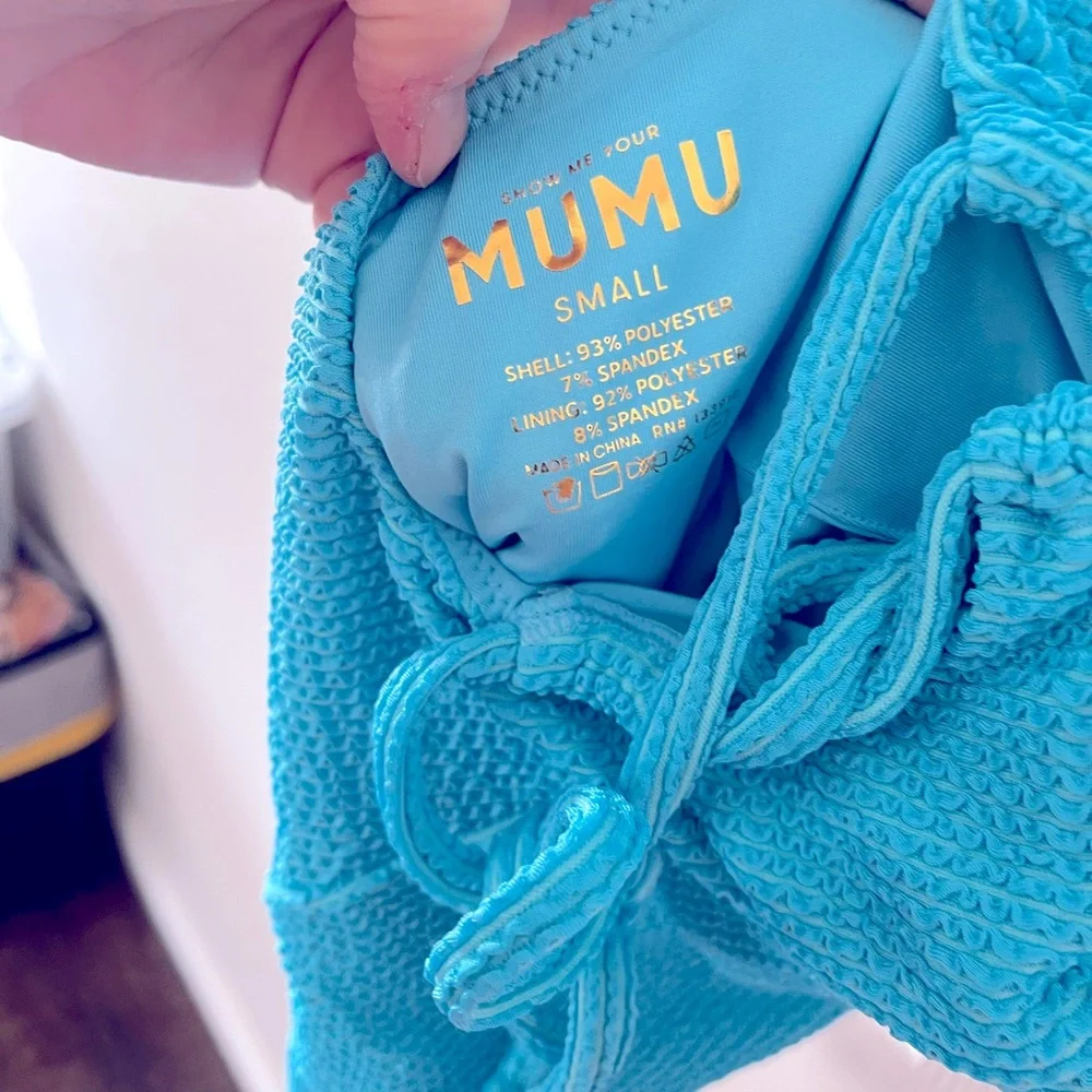 Show Me Your MuMu Turquoise Blue Textured One-Piece Swimsuit